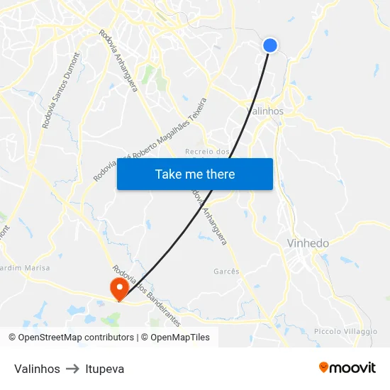 Valinhos to Itupeva map