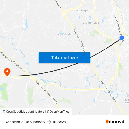 Rodoviária De Vinhedo to Itupeva map