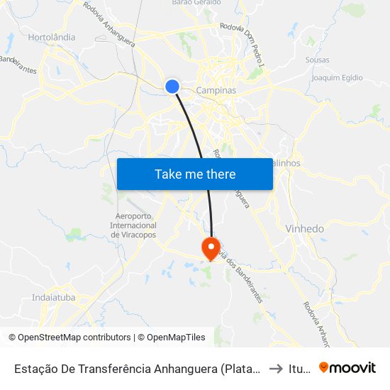 Estação De Transferência Anhanguera (Plataforma 5 - Sentido Anhanguera) to Itupeva map