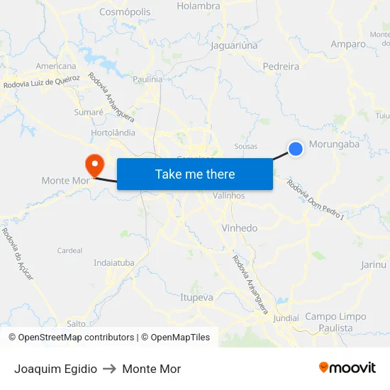 Joaquim Egidio to Monte Mor map