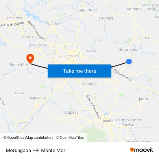 Morungaba to Monte Mor map