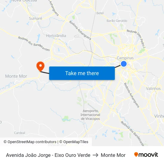 Avenida João Jorge - Eixo Ouro Verde to Monte Mor map