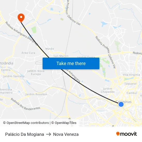 Palácio Da Mogiana to Nova Veneza map