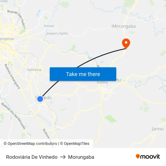 Rodoviária De Vinhedo to Morungaba map