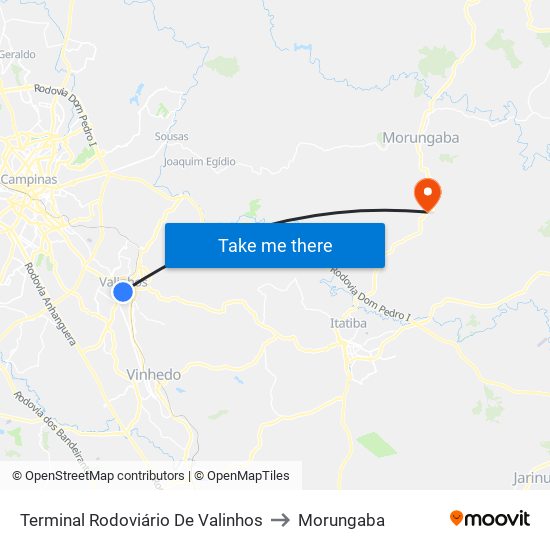 Terminal Rodoviário De Valinhos to Morungaba map