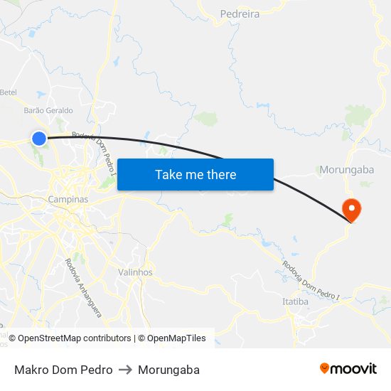 Makro Dom Pedro to Morungaba map