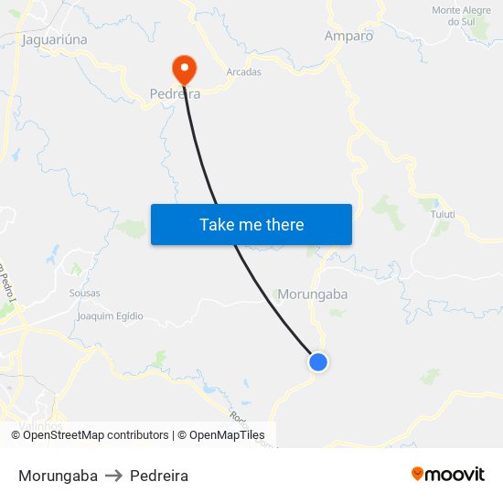 Morungaba to Pedreira map