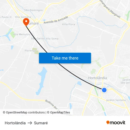 Hortolândia to Sumaré map