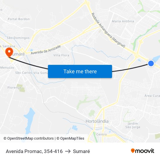 Avenida Promac, 354-416 to Sumaré map