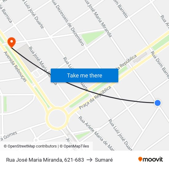 Rua José Maria Miranda, 621-683 to Sumaré map