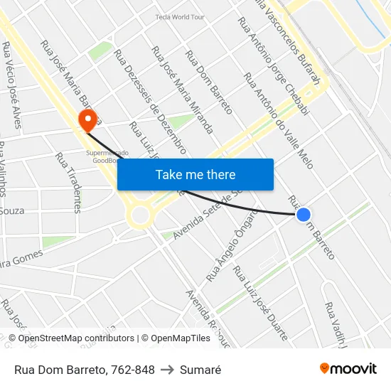 Rua Dom Barreto, 762-848 to Sumaré map