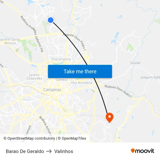 Barao De Geraldo to Valinhos map