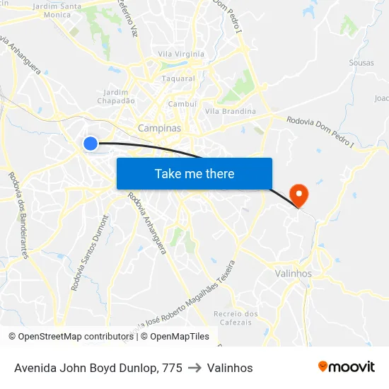 Avenida John Boyd Dunlop, 775 to Valinhos map