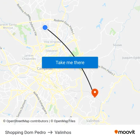 Shopping Dom Pedro to Valinhos map