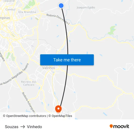 Souzas to Vinhedo map