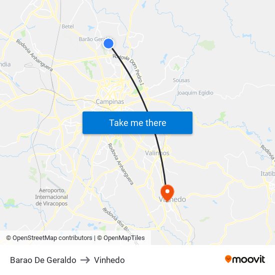 Barao De Geraldo to Vinhedo map