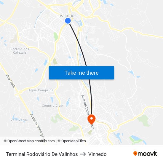 Terminal Rodoviário De Valinhos to Vinhedo map