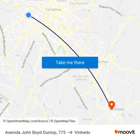Avenida John Boyd Dunlop, 775 to Vinhedo map