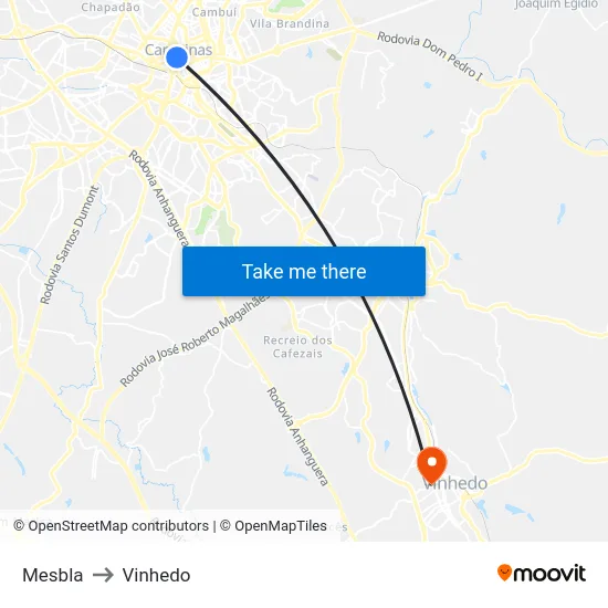 Mesbla to Vinhedo map