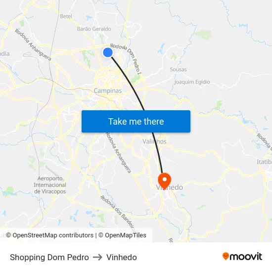 Shopping Dom Pedro to Vinhedo map