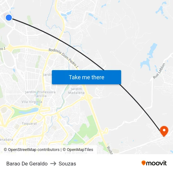 Barao De Geraldo to Souzas map