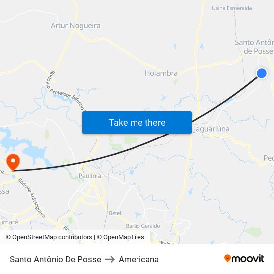 Santo Antônio De Posse to Americana map