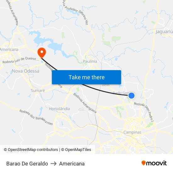 Barao De Geraldo to Americana map