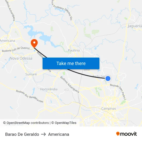 Barao De Geraldo to Americana map