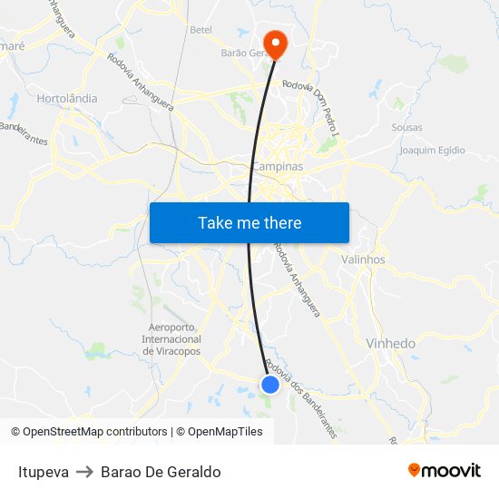 Itupeva to Barao De Geraldo map