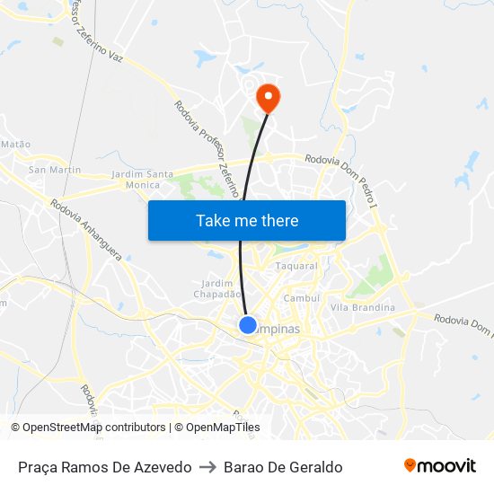 Praça Ramos De Azevedo to Barao De Geraldo map