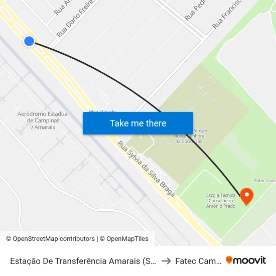 Estação De Transferência Amarais (Sentido Centro) to Fatec Campinas map