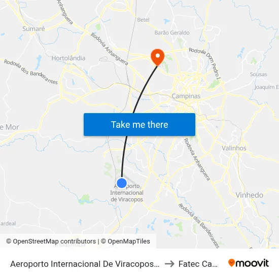 Aeroporto Internacional De Viracopos - Desembarque to Fatec Campinas map