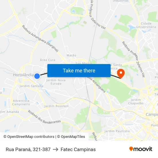 Rua Paraná, 321-387 to Fatec Campinas map