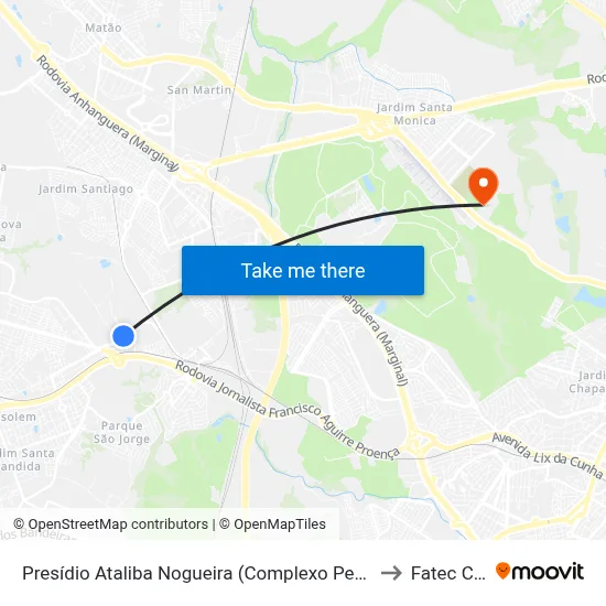 Presídio Ataliba Nogueira (Complexo Penitenciário Campinas-Hortolândia) to Fatec Campinas map