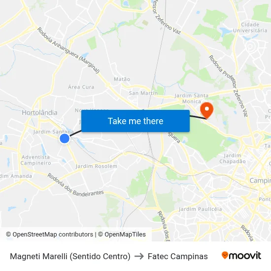 Magneti Marelli (Sentido Centro) to Fatec Campinas map