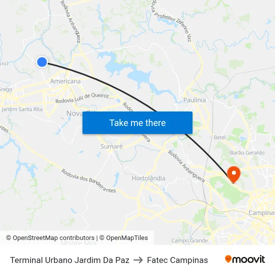 Terminal Urbano Jardim Da Paz to Fatec Campinas map
