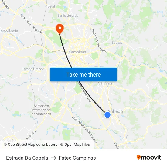 Estrada Da Capela to Fatec Campinas map