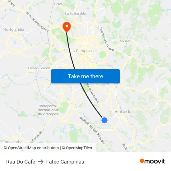 Rua Do Café to Fatec Campinas map
