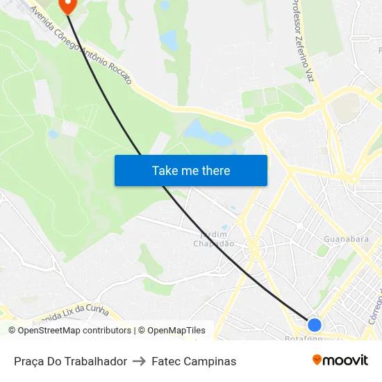 Praça Do Trabalhador to Fatec Campinas map