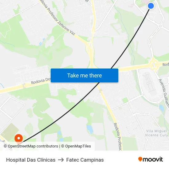 Hospital Das Clínicas to Fatec Campinas map