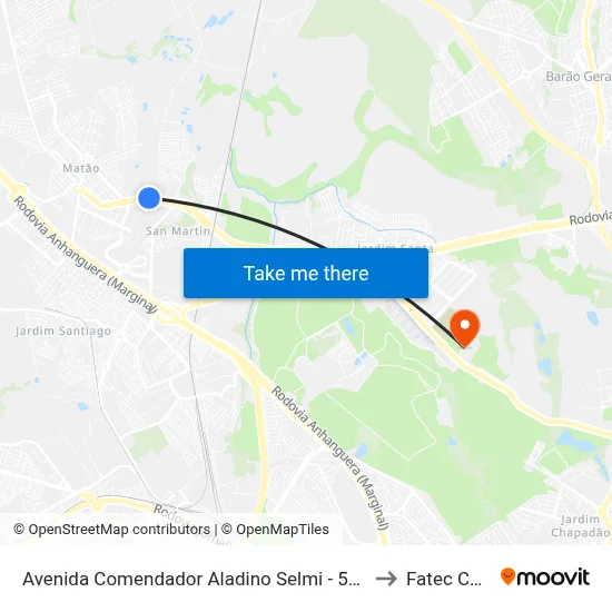 Avenida Comendador Aladino Selmi -  5036-5244 - Vila San Martin to Fatec Campinas map