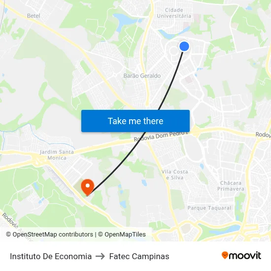 Instituto De Economia to Fatec Campinas map