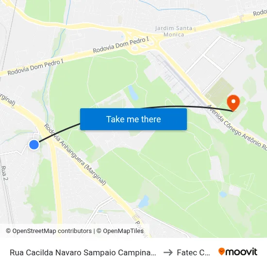 Rua Cacilda Navaro Sampaio Campinas - São Paulo 13067 Brasil to Fatec Campinas map