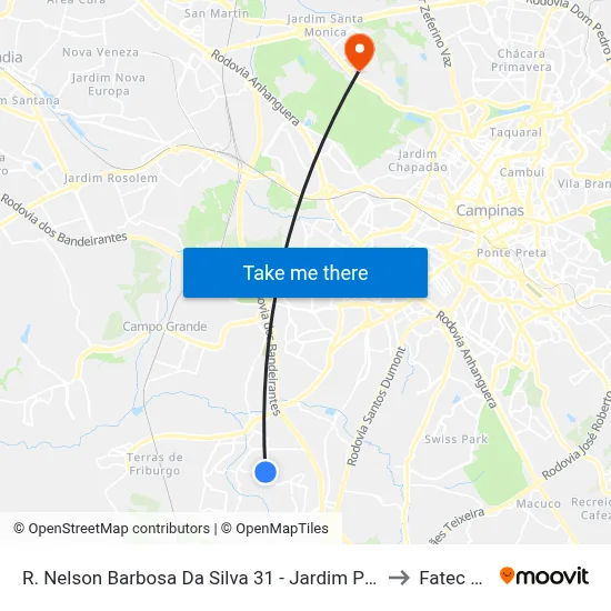 R. Nelson Barbosa Da Silva 31 - Jardim Profilurb Campinas - SP 13056-328 Brasil to Fatec Campinas map