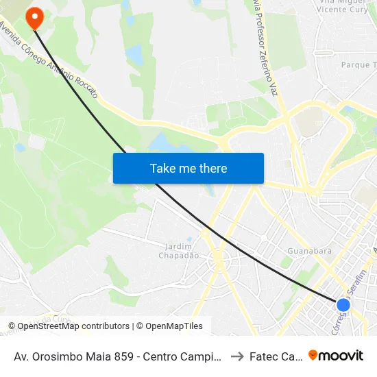 Av. Orosimbo Maia 859 - Centro Campinas - SP 13023-200 Brasil to Fatec Campinas map
