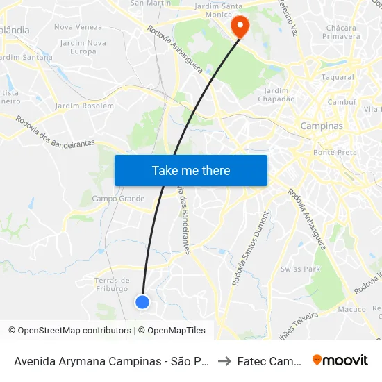 Avenida Arymana Campinas - São Paulo Brasil to Fatec Campinas map