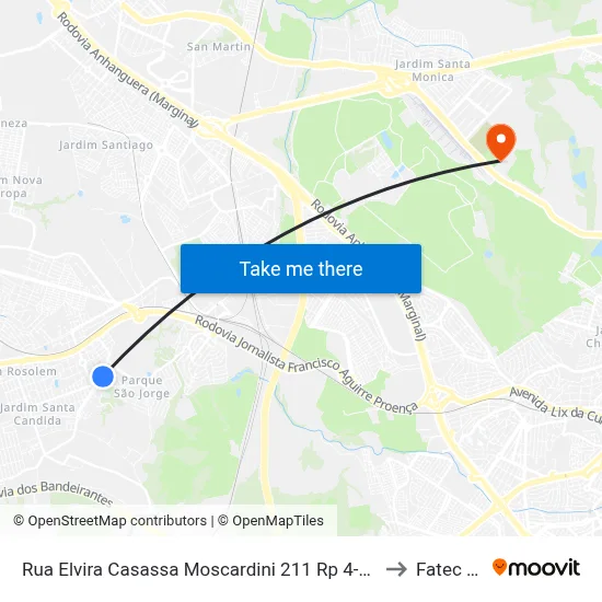 Rua Elvira Casassa Moscardini 211 Rp 4-16 Hortolândia - São Paulo 13185-433 Brasil to Fatec Campinas map