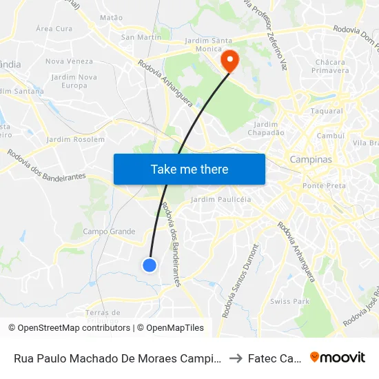 Rua Paulo Machado De Moraes Campinas - São Paulo Brasil to Fatec Campinas map