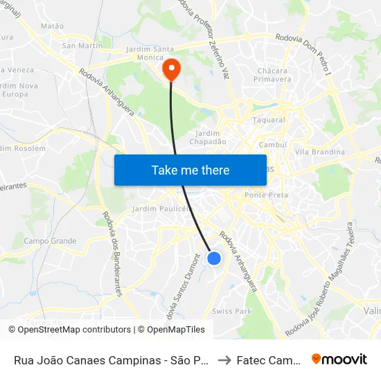 Rua João Canaes Campinas - São Paulo Brasil to Fatec Campinas map