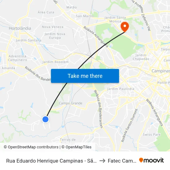 Rua Eduardo Henrique Campinas - São Paulo Brasil to Fatec Campinas map